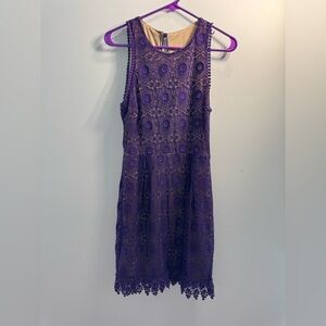 B Darlin Purple Lace Mini Dress